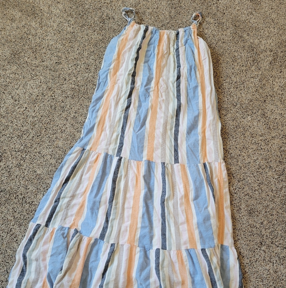 StitchDrop Womens Cotton Tiered Striped Dress Size Small - Picture 3 of 6